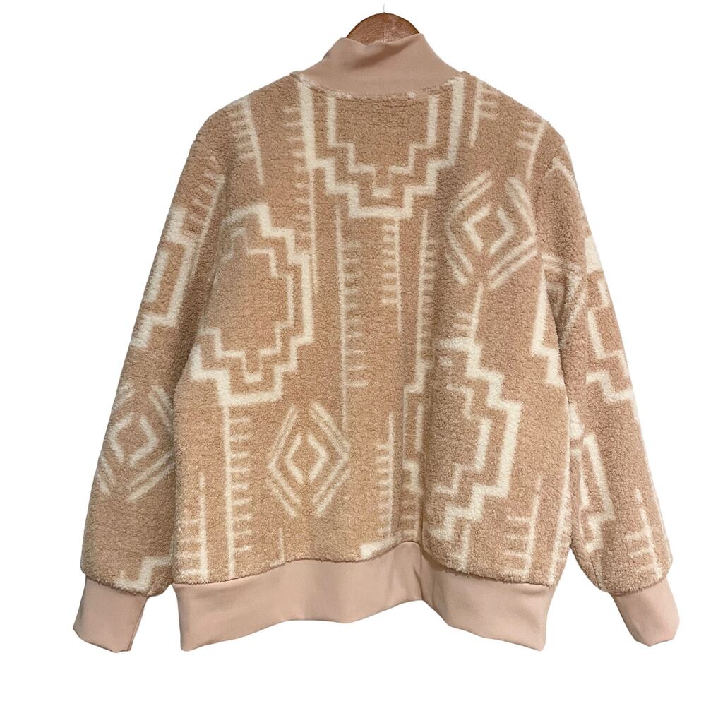 Susan Graver Bomber Jacket Womens Size Large Weekend Printed Polar Fleece Winter - Picture 2 of 8